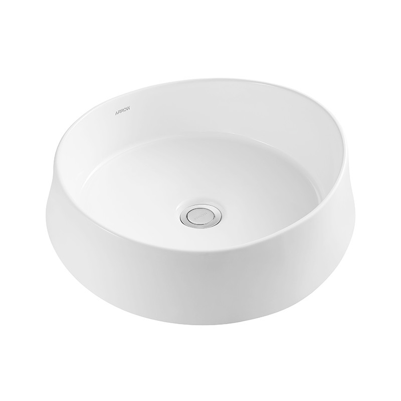 Art Vanity Counter Top Basin Round Shape White Glazed Color